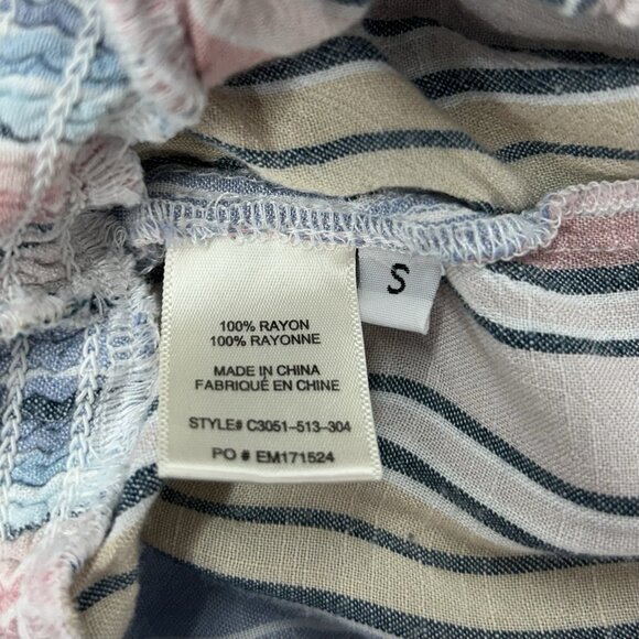 Cloth & Stone Smocked Wide Leg Pants Women’s Size Small Pastel Stripe - Picture 4 of 9